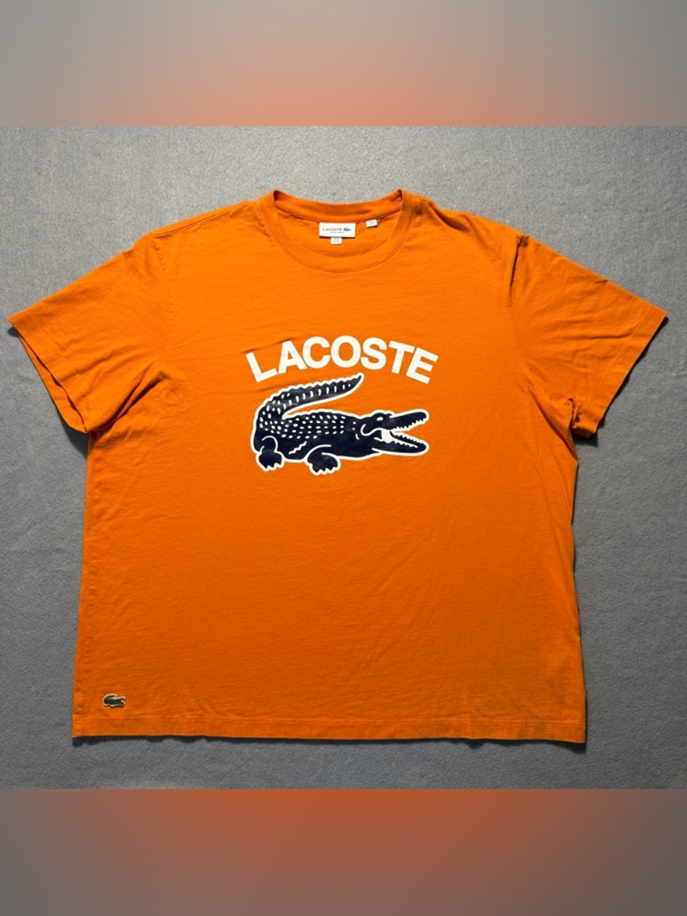 Lacoste Men’s 3XL Orange Logo Graphic T-Shirt Croc Print Short Sleeve Casual Tee
